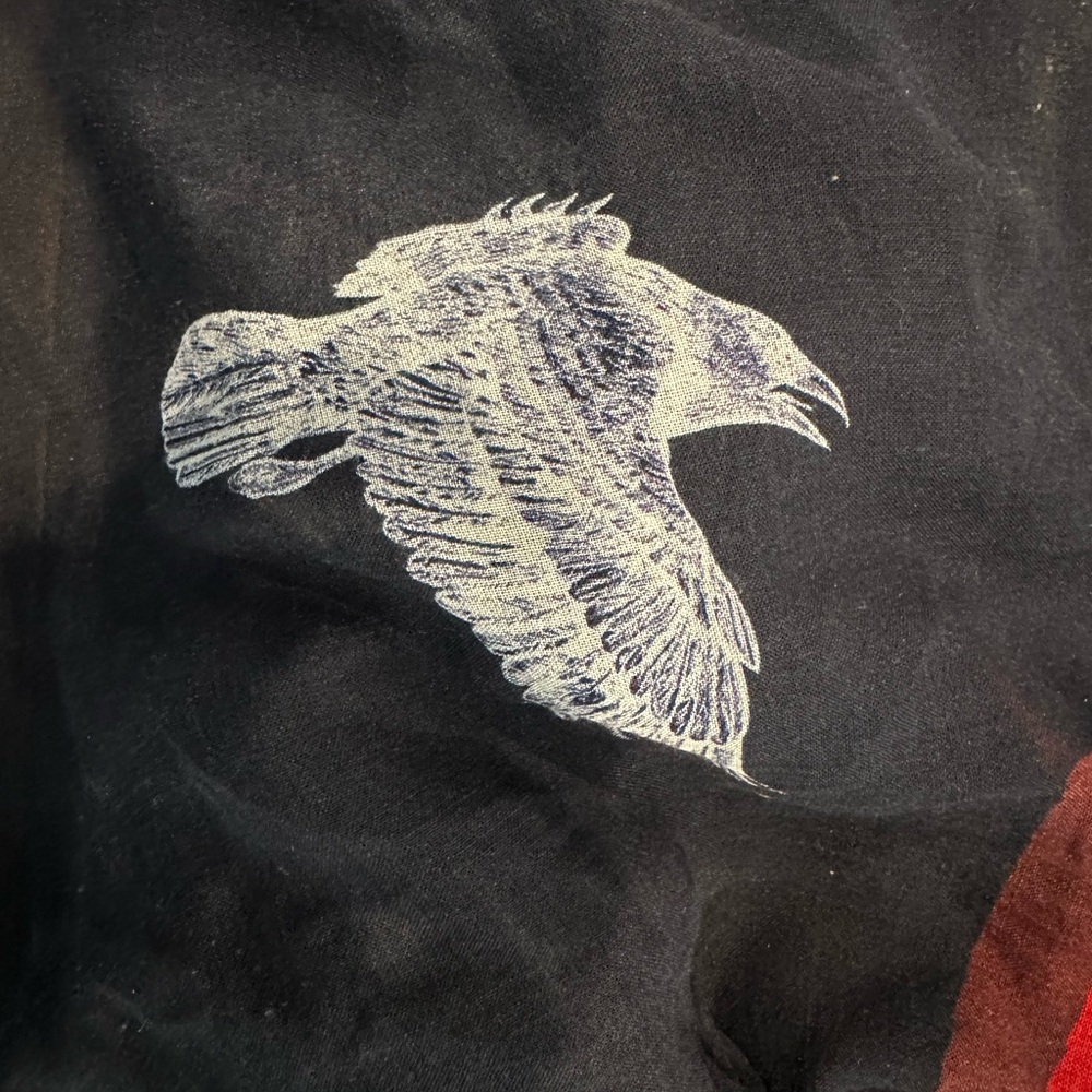 Alexander McQueen Black Scarf with Red and White Graphics - Picture 7 of 7